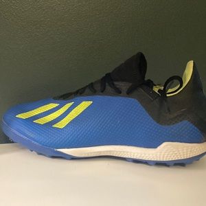 Adidas, Mens X 18.3 green, blue, and black